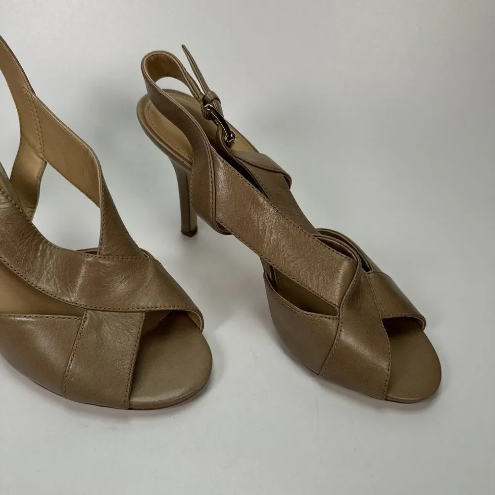 Michael Kors Dress HEELS,  Slingback, Becky Sandal Beige Tan Size 8.5